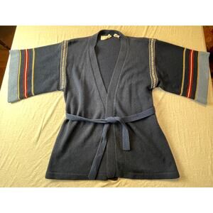 Vintage Tarrri Hong Kong Kimono Style Cardigan Sweater Blue Striped L M